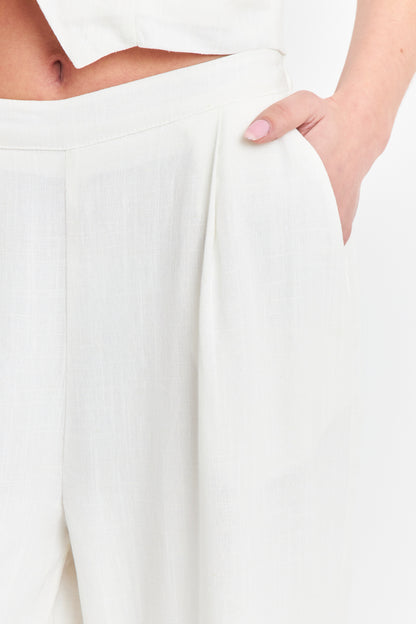 Pantalón Mezcla Lino Blanco