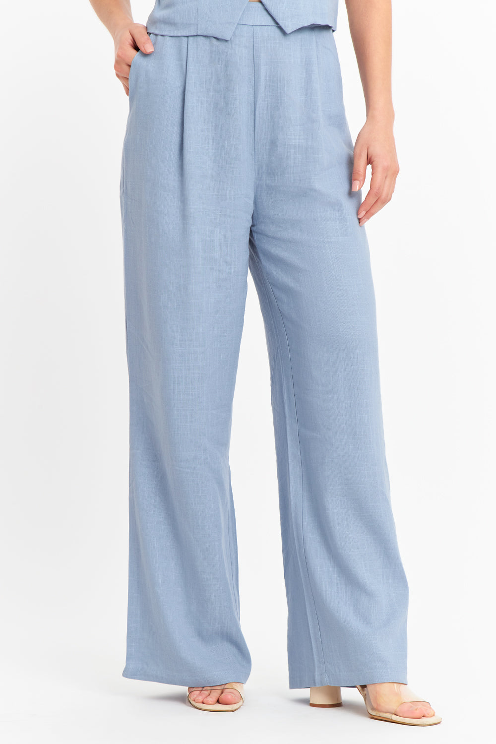 Pantalón Mezcla Lino Celeste