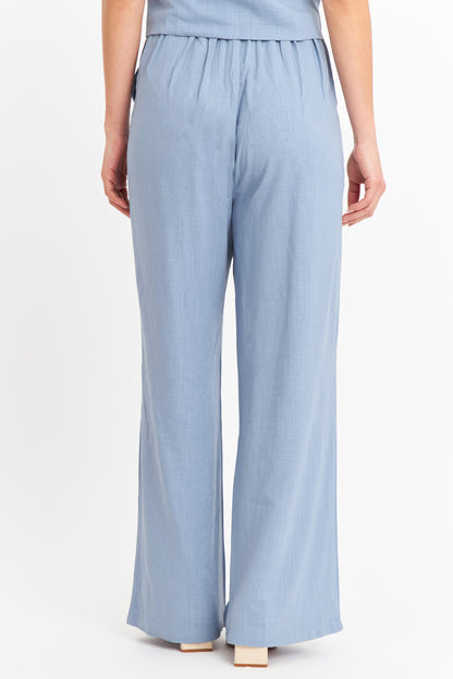 Pantalón Mezcla Lino Celeste