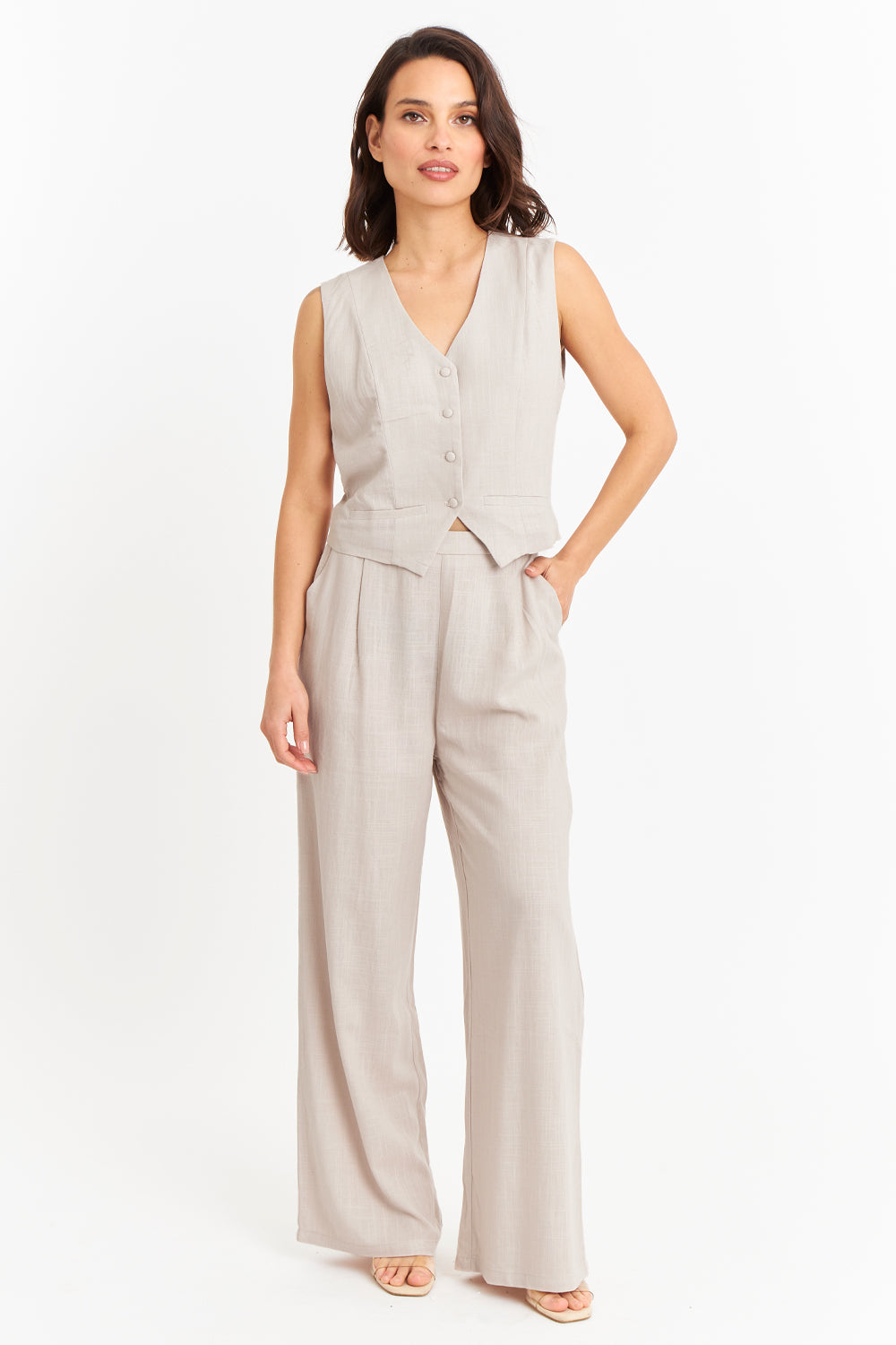 Pantalón Mezcla Lino Khaki