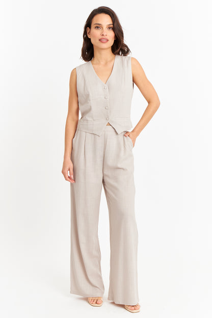 Pantalón Mezcla Lino Khaki