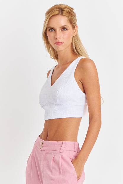 Crop Top Jaspeado Blanco
