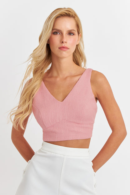 Crop Top Jaspeado Rosado