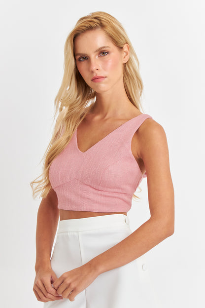 Crop Top Jaspeado Rosado