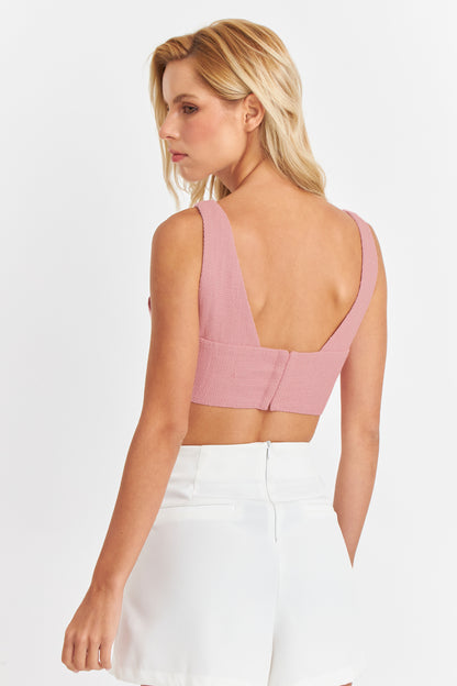 Crop Top Jaspeado Rosado