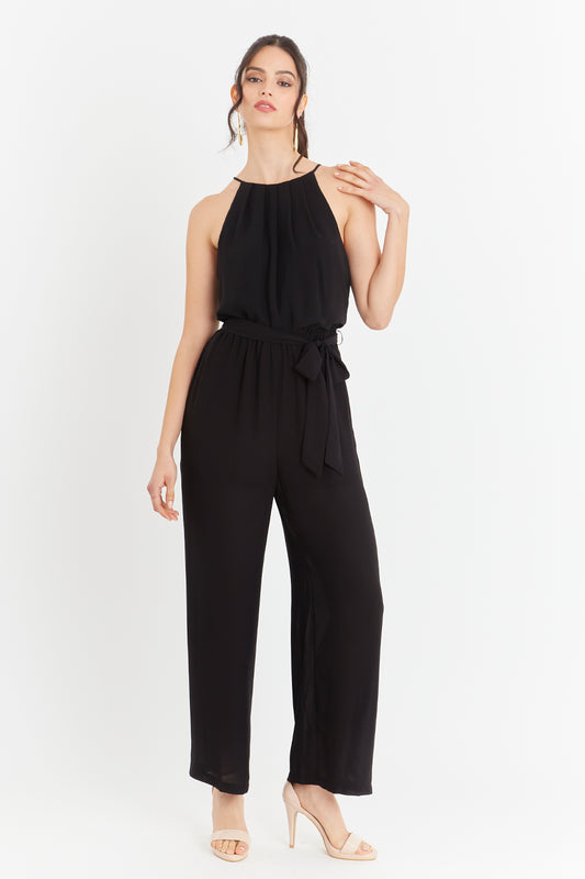 Enterito Halter Con Cinturón Lazo Negro