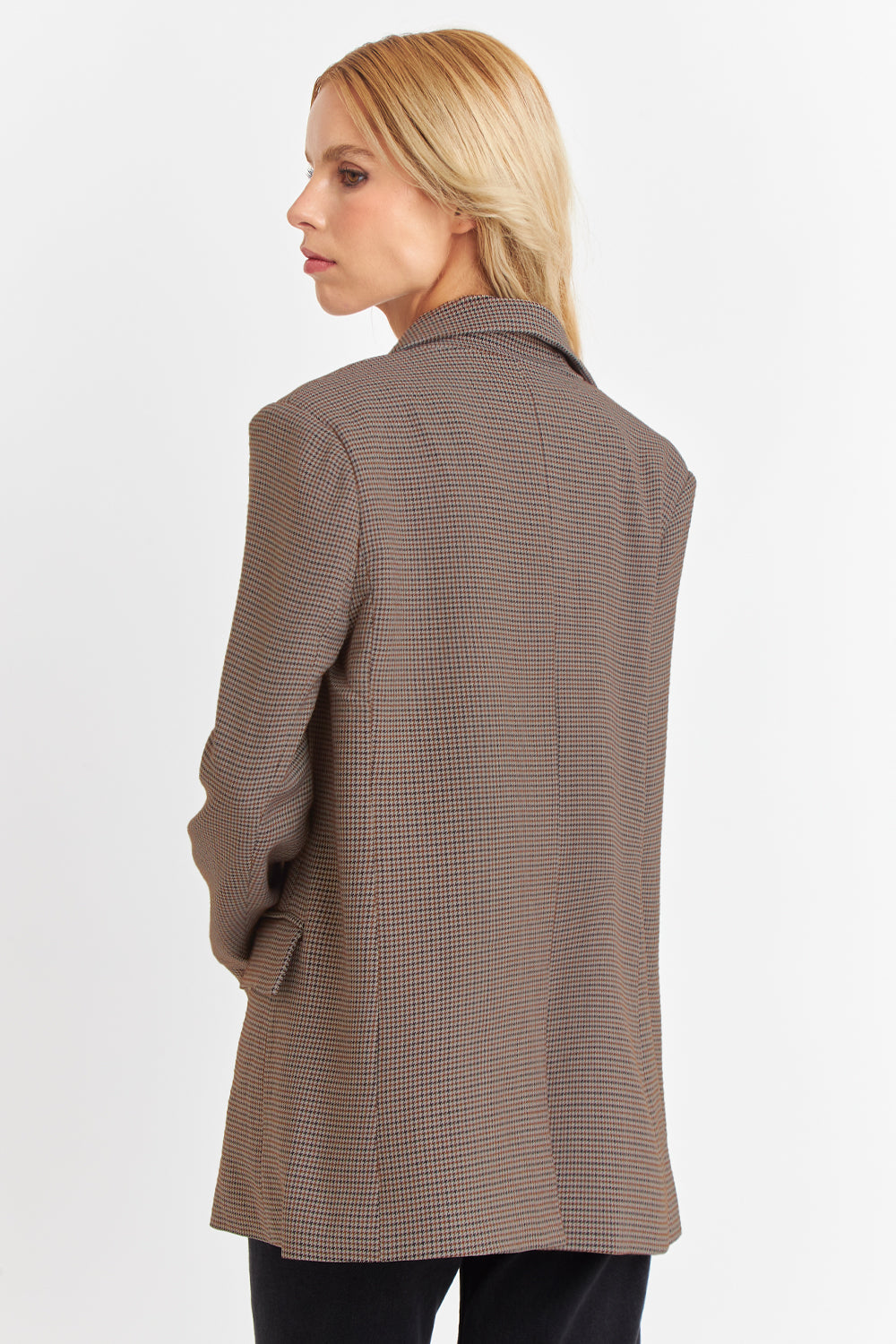 Blazer Pied De Poule Café