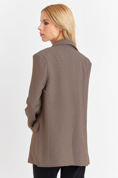 Blazer Pied De Poule Café