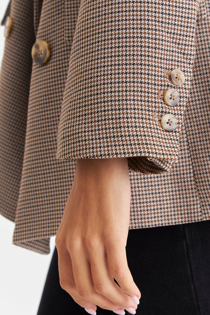 Blazer Pied De Poule Café