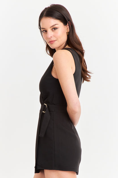 Enterito Escote Cruzado Negro