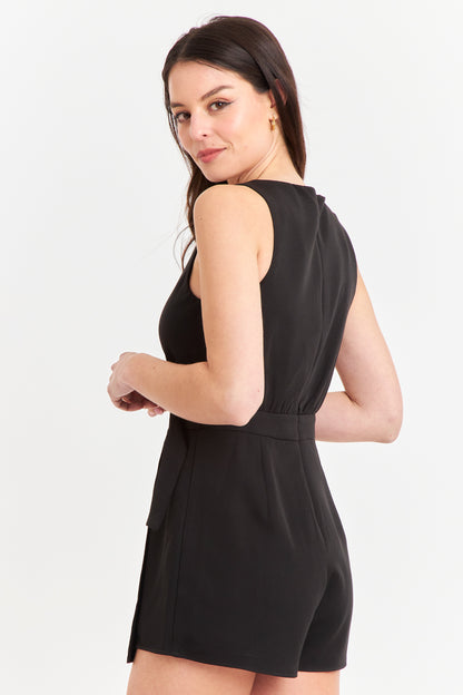 Enterito Escote Cruzado Negro