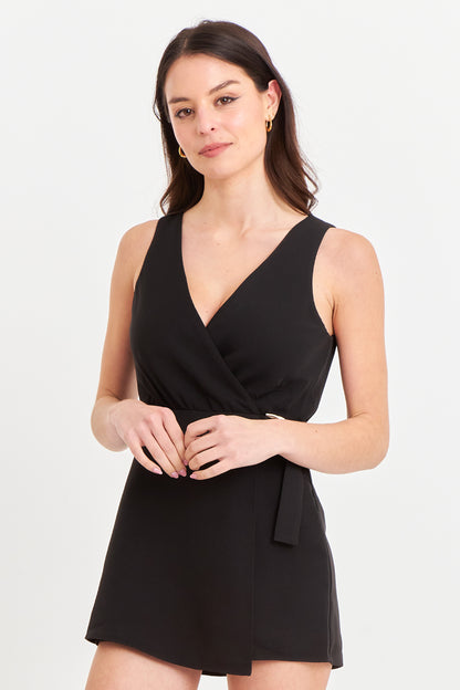 Enterito Escote Cruzado Negro