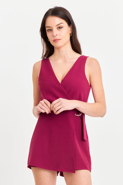 Enterito Escote Cruzado Burdeo