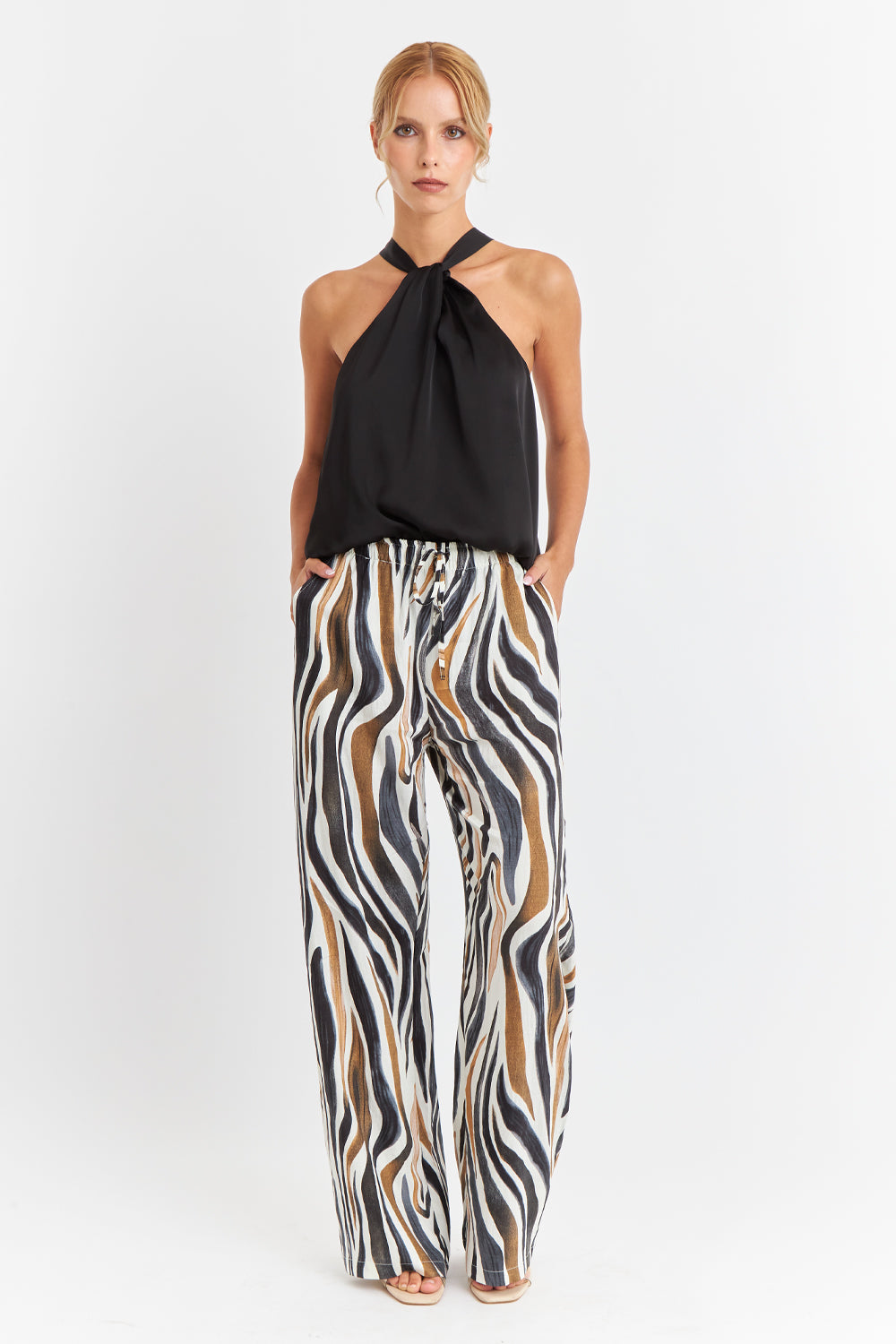 Body Halter Tipo Satín Negro