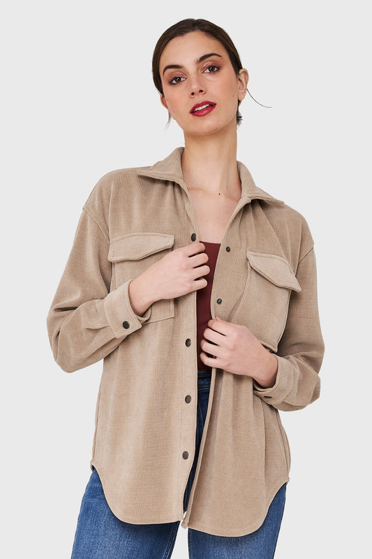 Sobrecamisa Tipo Pana Broches Taupe