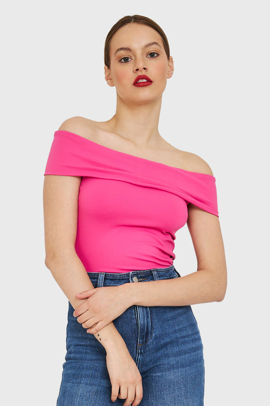 Top Hombros Caídos Fucsia