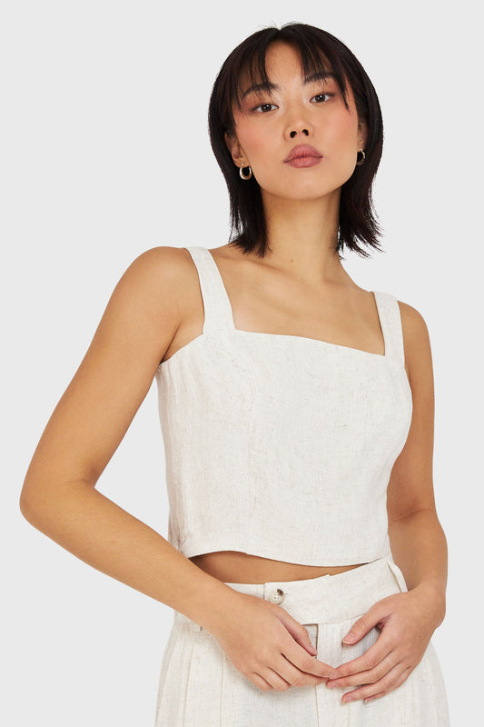 Crop Top Mezcla Lino Crudo
