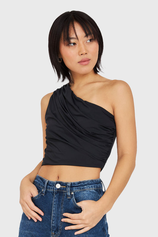 Crop Top Asimétrico Negro