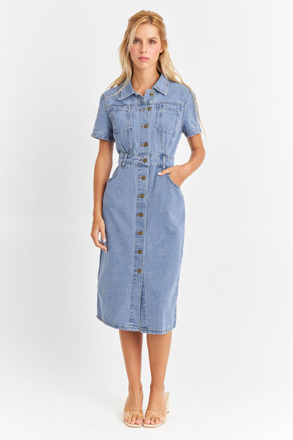 Vestido Camisero Tipo Denim