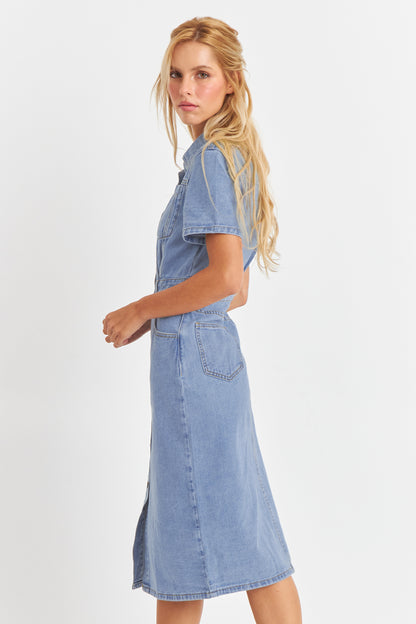 Vestido Camisero Tipo Denim