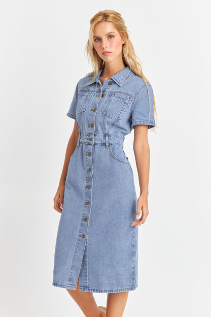 Vestido Camisero Tipo Denim
