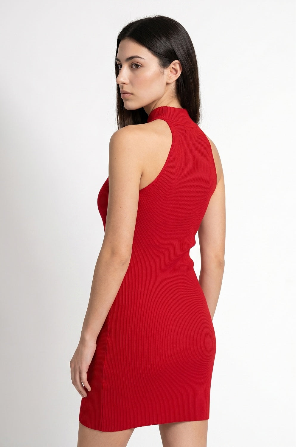 Vestido Tubo Con Strass Rojo