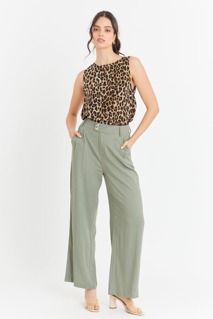 Polera Sin Mangas Leopardo Café