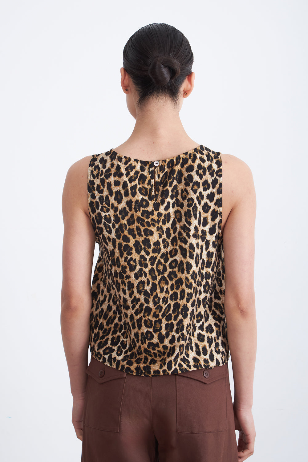 Polera Sin Mangas Leopardo Café