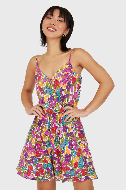 Enterito Corto Floreado Morado