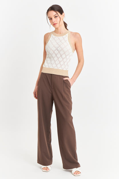 Polera Halter Calada Blanco/Dorado