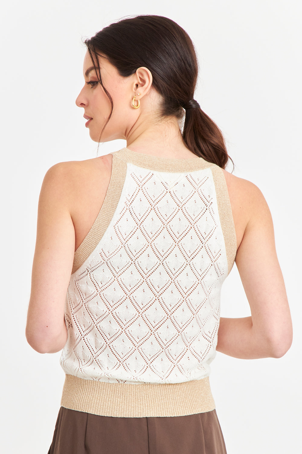 Polera Halter Calada Blanco/Dorado