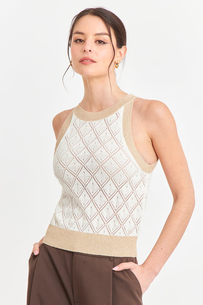 Polera Halter Calada Blanco/Dorado