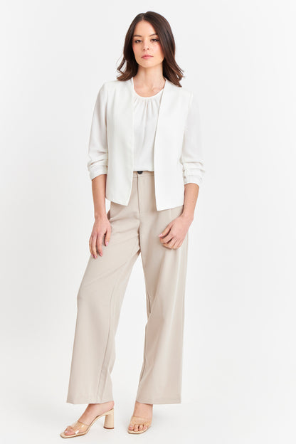 Blazer Cuello Sin Solapa Blanco