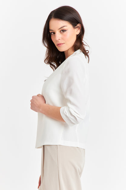 Blazer Cuello Sin Solapa Blanco