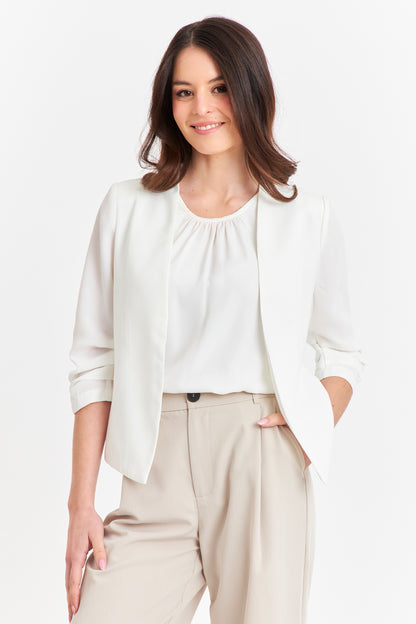 Blazer Cuello Sin Solapa Blanco