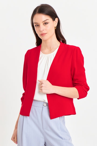 Blazer Cuello Sin Solapa Rojo