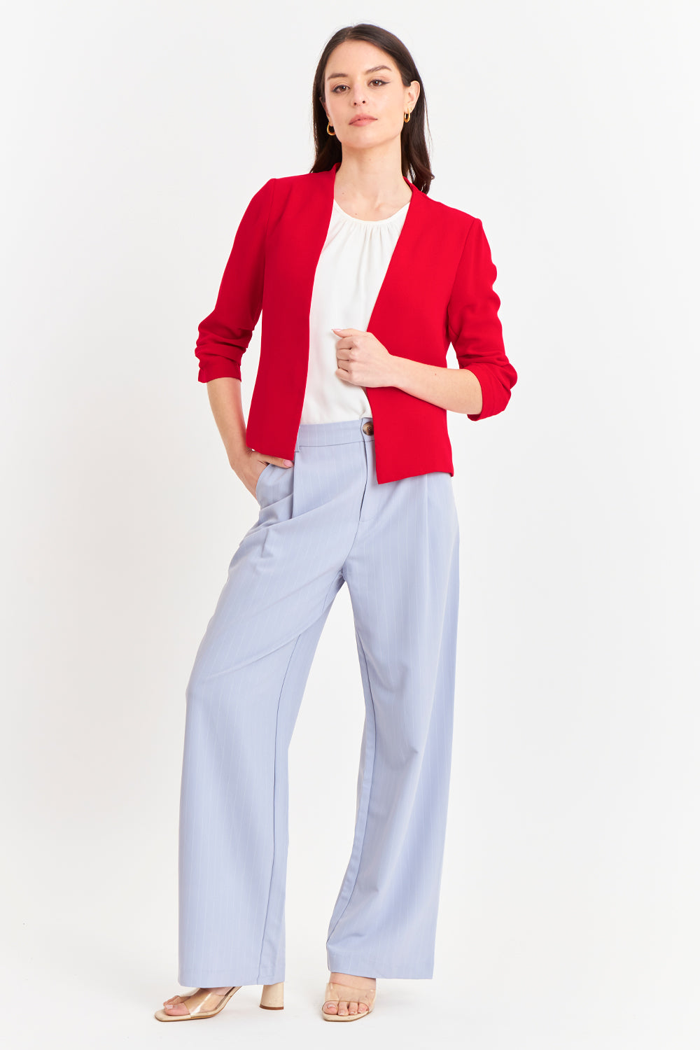 Blazer Cuello Sin Solapa Rojo