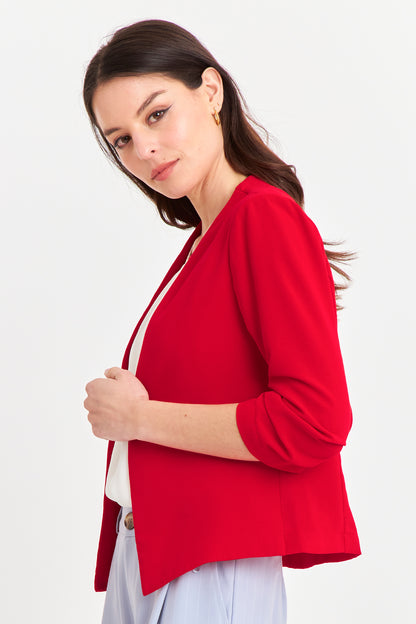 Blazer Cuello Sin Solapa Rojo