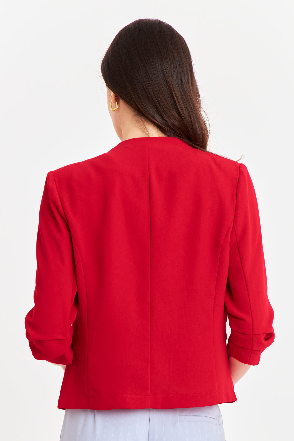 Blazer Cuello Sin Solapa Rojo
