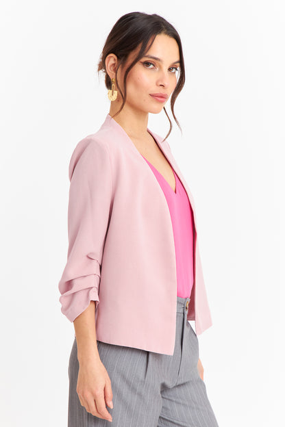 Blazer Cuello Sin Solapa Rosado