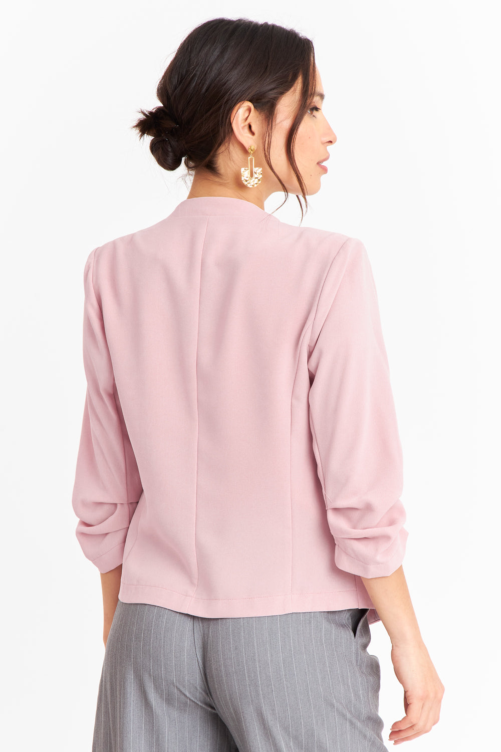 Blazer Cuello Sin Solapa Rosado