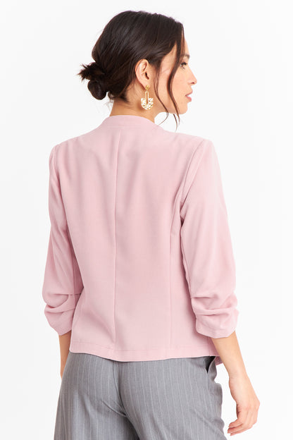 Blazer Cuello Sin Solapa Rosado