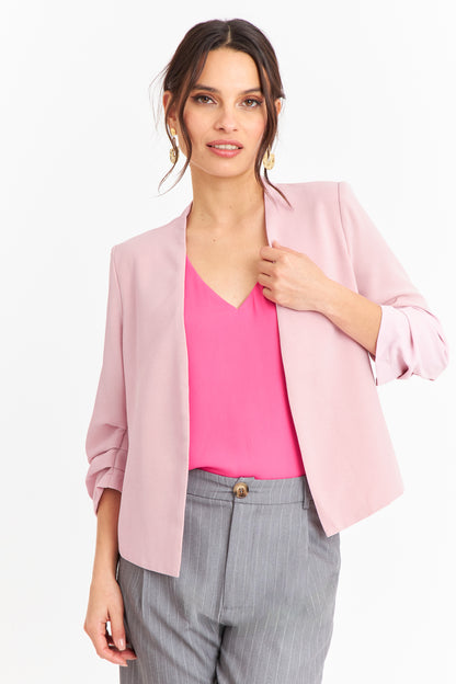 Blazer Cuello Sin Solapa Rosado