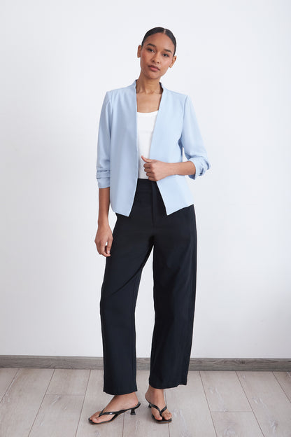 Blazer Cuello Sin Solapa Celeste