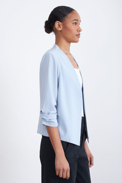 Blazer Cuello Sin Solapa Celeste