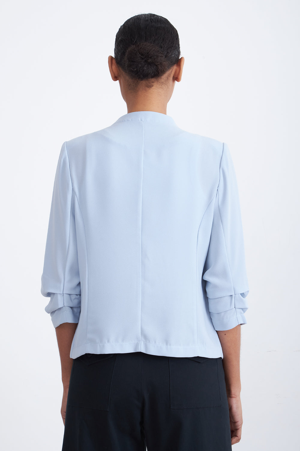 Blazer Cuello Sin Solapa Celeste