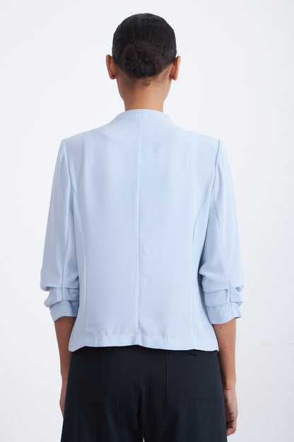 Blazer Cuello Sin Solapa Celeste