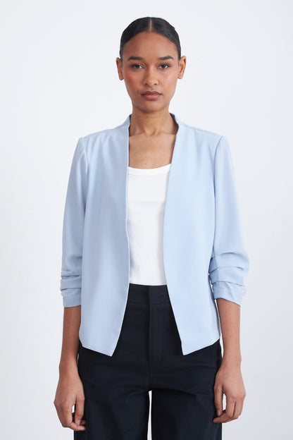 Blazer Cuello Sin Solapa Celeste