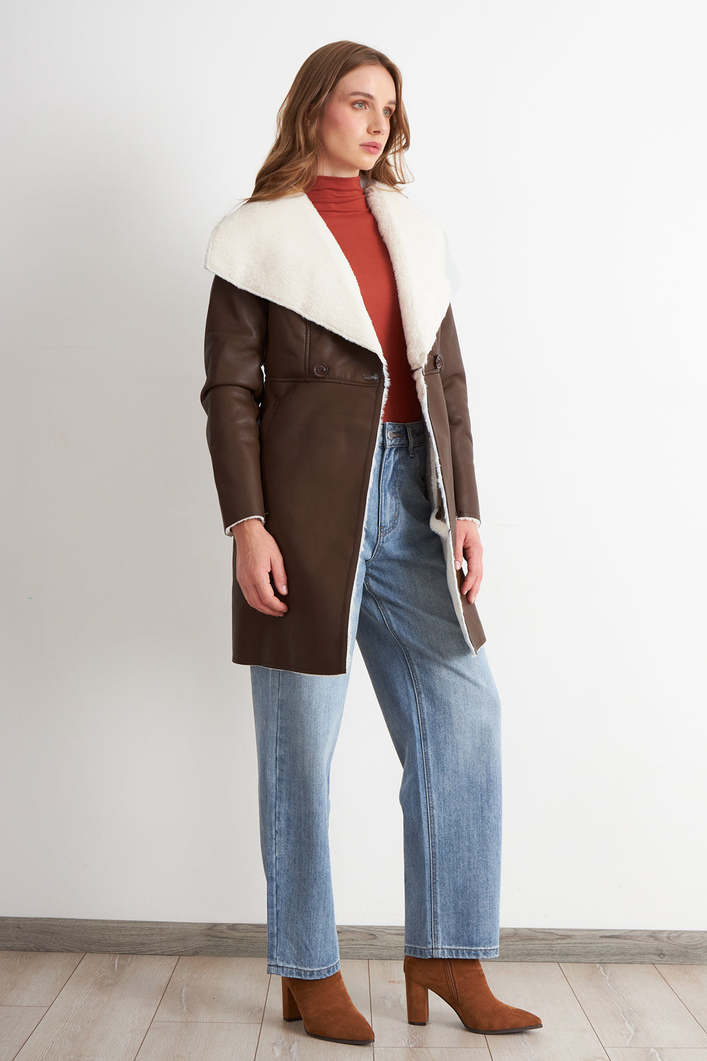 Chaqueta Ecocuero/Tipo Piel Café