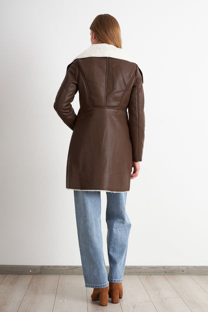 Chaqueta Ecocuero/Tipo Piel Café